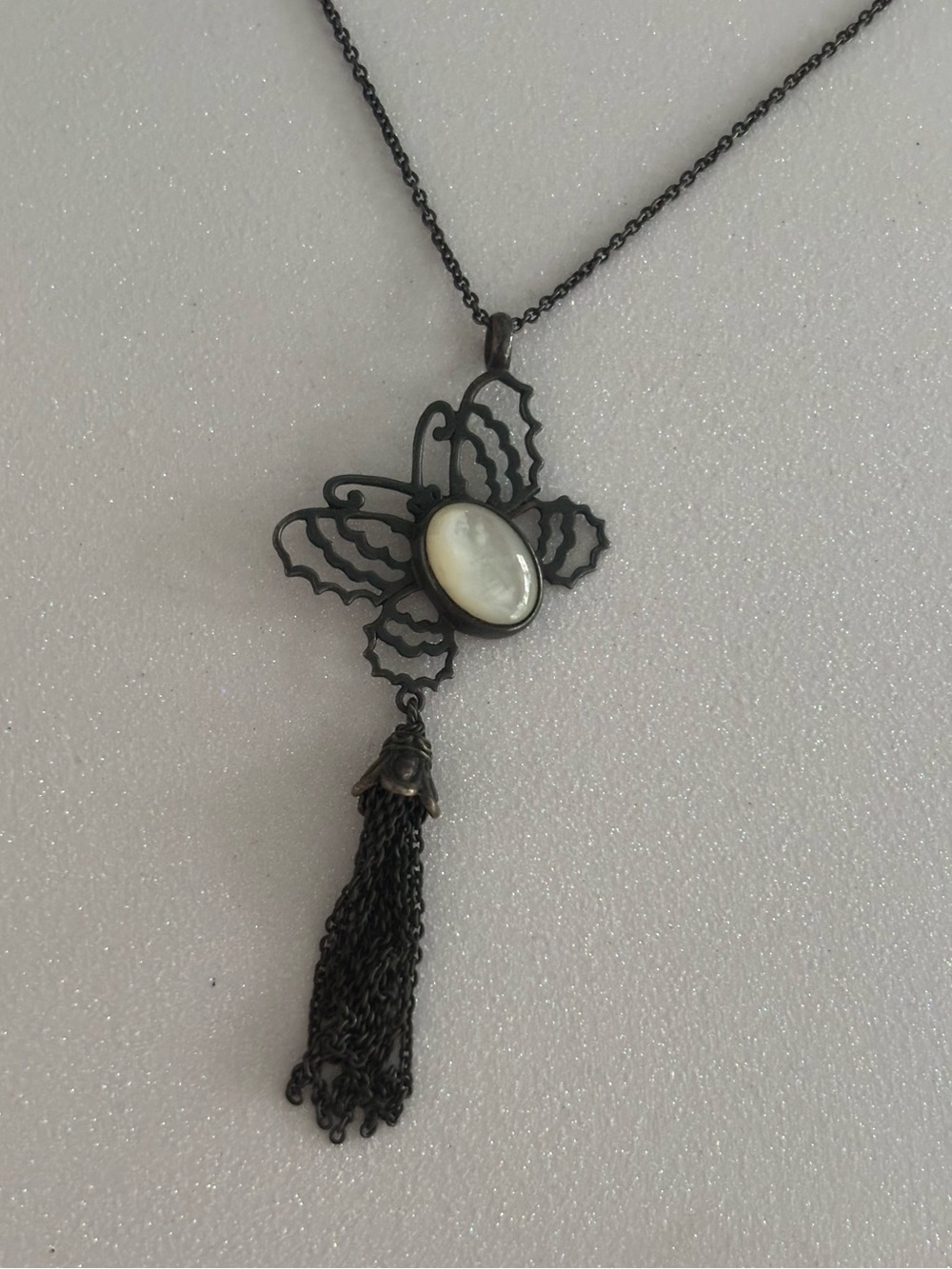 Sara Blaine Willow House MOP Sterling Silver Butterfly Necklace
